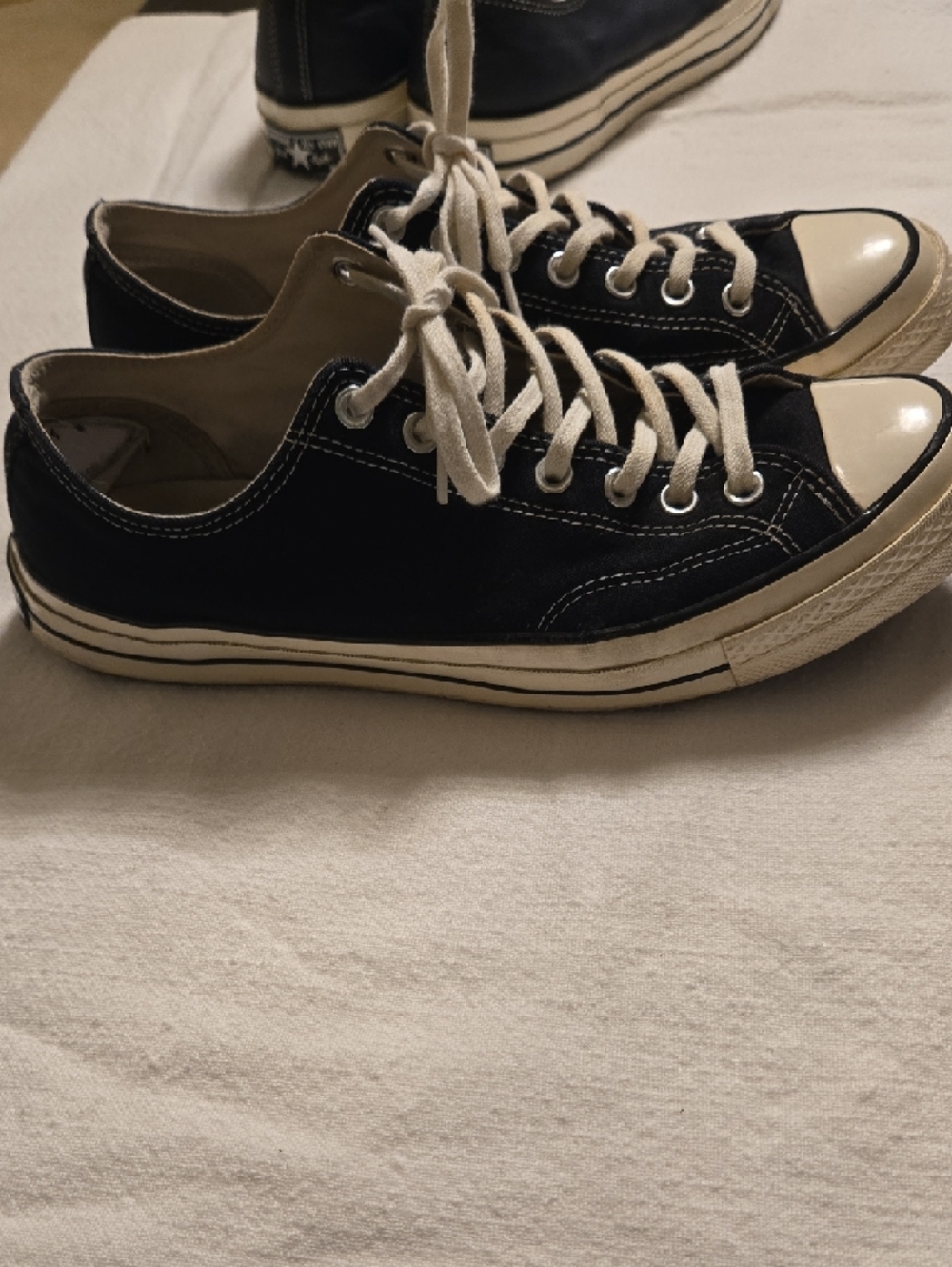 Converse Black Canvas Low-Top Sneakers with Cream Accents - Picture 2 of 6